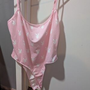 Pink Bunny Print Bodysuit